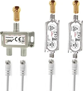2-Fach Antennenverteiler Splitter 40dB (2 x 20dB) Sat Verstärker digital HD TV - Bild 1 von 4