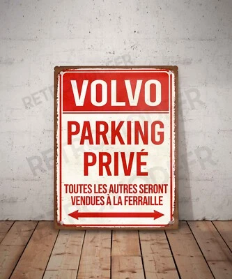 Vintage Volvo Private Parking Sign Garage Car Decor Metal Sign - Image 1 of 3
