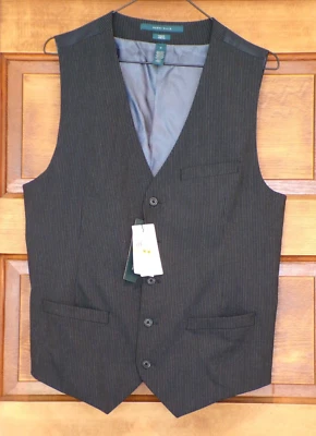 Perry Ellis Vest Charcoal Gray Medium Slim Fit Stretch  NWT 3 Pocket 5 Button - Image 1 of 4