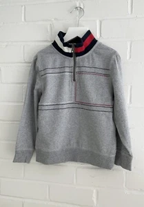 Boys Classic Preppy Size 5 Tommy Hilfiger Grey 3/4 Zip Pullover Sweatshirt Top - Picture 1 of 7