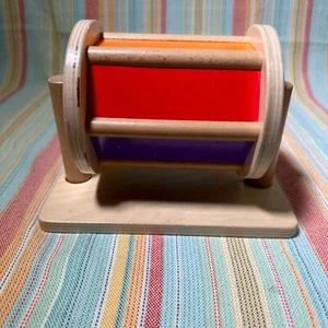 Monti Kids Montessori Wooden Color Rainbow Spinning Drum Baby Toy Noise - Bild 1 von 8