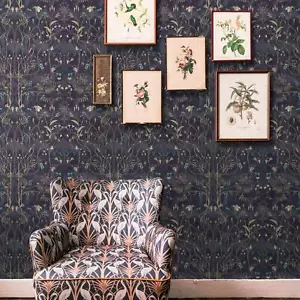 Wild Flower Garden Chateau Wallpaper Indigo WFG/NIG/WP by Angel Strawbridge - Picture 1 of 3