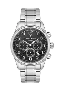 Daniel Klein Exclusive Men Black Dial/Silver Watch - Picture 1 of 1