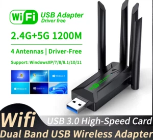 Adaptateur USB Wifi 1200 Mbps Clé USB 3.0 Dongle WLAN 2.4Ghz 5Ghz Antenne Double Bande - Photo 1/8