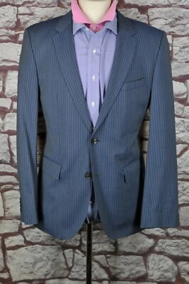 Abrigo Blazer Deportivo de Lujo de Lana Reda a Rayas Azules para Hombre Hugo Boss 40R 40 Regular Foto 1 de 4