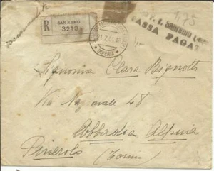 Italy SOCIAL REPUBLIC-STAMPLESS-PASSA PAGATA"1.75" SAN REMO 21/7/44 - Picture 1 of 3