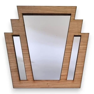 Espejos rectangulares de madera Art Deco con ventilador, elección de roble, nogal o cerezo - Imagen 1 de 8