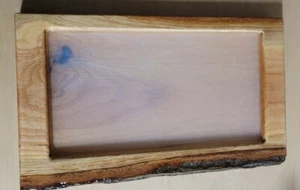Handmade Live Edge Clear Wood Epoxy Resin Table Top Rolling Serving Tree Tray  - Picture 1 of 12