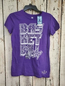 LZ Women's Small ADIDAS Sacramento Kings Short Sleeve Tee T-Shirt Top Shirt NW - Picture 1 of 7