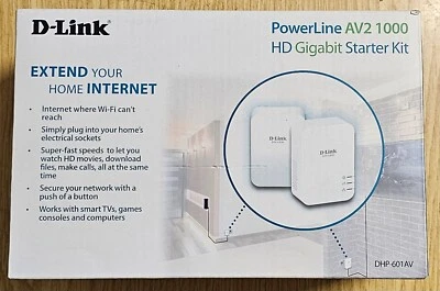 * D-Link DHP-601AV Gigabit StarterKit Powerline AV2 Adapter 1000Mbit/s 2Stk Weiß - Bild 1 von 4