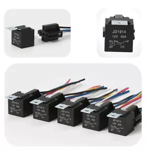 5Pcs Car 12V DC 40A 5-Pin Relay Switch Harness Socket Waterproof Automotive SPDT - Picture 1 of 11