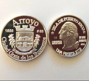 Peseta Arroyo 2019 Serie Pueblos Puerto Rico Plata Boricua Silver Quarter 1/100 - Bild 1 von 12