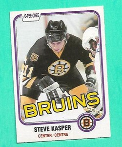 (1) STEVE KASPER 1981-82 O-PEE-CHEE # 4 BRUINS  ROOKIE EX-MT  CARD  (W6572)  