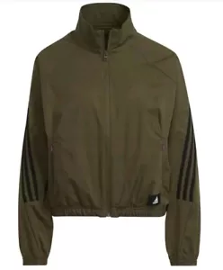 Adidas Women's Jacket Size Medium Sportswear Performance Woven Windbreaker Khaki - Picture 1 of 5