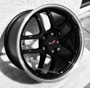 C5 Z06 Black/Machined Lip  Corvette wheels  FITS: 1997-2004 C5 CORVETTE  17/18"  - Picture 1 of 5