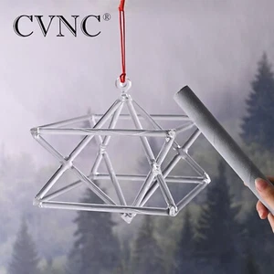 Hexagrama Merkaba 8" Cristal de Cuarzo Ópticamente Transparente Pirámide Cantante Meditar - Imagen 1 de 6