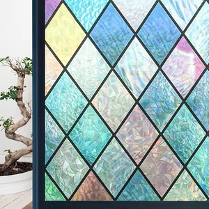 Window Privacy Film, Stained Glass Window Film, Rainbow Window Decorative Decals - Picture 1 of 12