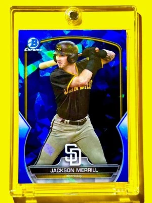 Jackson Merrill RARE BLUE ICE REFRACTOR ROOKIE CARD BOWMAN CHROME RC - MINT! - Image 1 of 4