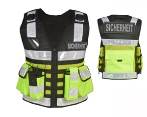 3106 Security Sicherheitsweste m 2x Patches Einsatzweste Presse Hundeführerweste - Bild 1 von 38