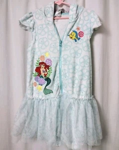 Disney Store Size 7/8 The Little Mermaid Ariel Swimsuit Beach Terry Cover Up 7 8 - Picture 1 of 8