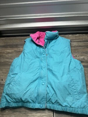 Chaleco Eddie Bauer Mujer Rosa Verde Reversible Plumón de Ganso Puffer Años 90 Mediano De Colección Foto 1 de 4