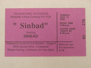 SINBAD STARRING SINBAD RARE 1993 STUDIO AUDIENCE TICKET HOLLYWOOD CA FOX  - Picture 1 of 2
