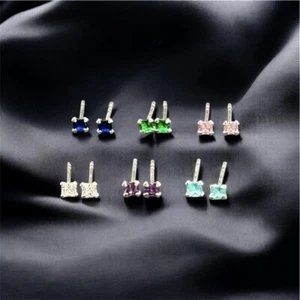 Ohrringe P.Licht Zirkonia eckig mm.2,5 925 Sterling Silber nickelfrei Farbe - Bild 1 von 4