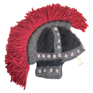 Neu mit Etikett Peruvian Trading Co. Ritter Helm Mütze grau rot Mohawk Wikinger Einheitsgröße Ski Unisex - Bild 1 von 15