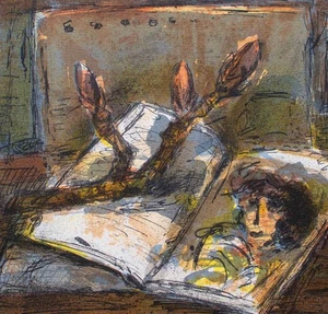 Stillleben Ostdeutsche Kunst Rolf Händler signiert Farblithografie 1998 - Picture 1 of 2