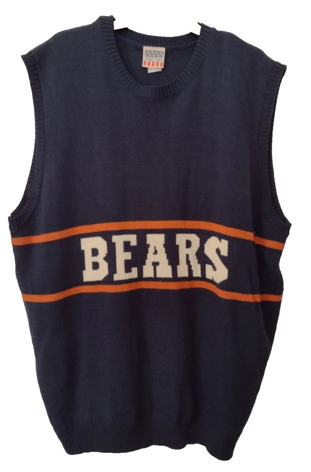 De Colección Chicago Bears Hombres XXL Suéter Chaleco NUEVO Nos NFL por Comida Chatarra Fútbol Azul Marino Foto 1 de 4