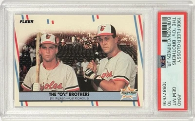 Fleer Glossy #640 1988 Cal Ripken Jr. y Bill Ripken PSA 10 gemas como nuevo bajo pop Foto 1 de 2