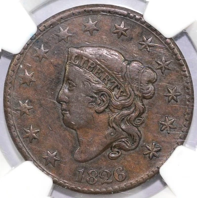 1826 1c N-3 Coronet or Matron Head Large Cent NGC XF 40 - Image 1 of 4