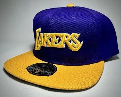Mitchell & Ness Dynasty Fitted 7 1/2 Los Angeles Lakers Wool 2 Tone Fitted Cap - Image 1 of 4