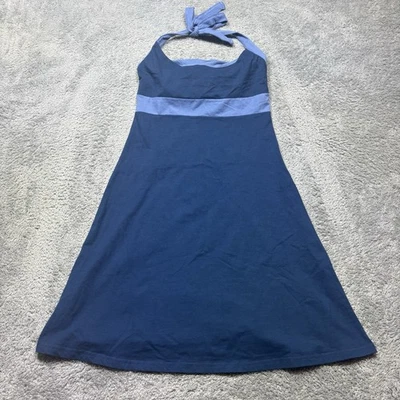 Patagonia Iliana Dress Womens S Blue Halter Knee Length Organic Cotton Open Back - Image 1 of 4
