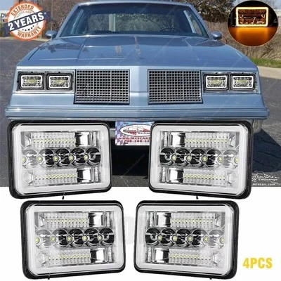 4pcs 4x6" Led Headlights Hi/Lo DRL H4 fit 1980 - 1988 Oldsmobile Cutlass Supreme - Image 1 of 4