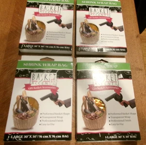 Vintage 1994 NOS Large Gift Basket Shrink Wrap Lot of 4 Pkgs 30"X 30" YELLOW - Picture 1 of 3