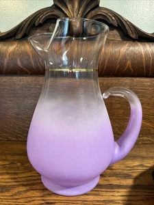 Vintage Blendo Ombré Frosted Pitcher Purple Lavender Orchid 10" MCM - Picture 1 of 10