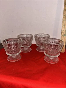 Vintage Set Of 4 Clear Hazel Atlas Gothic 1950s BIG TOP Sherbet Cups-Estate Find - Picture 1 of 6