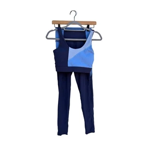 Reggiseno e leggings sportivi Wilo Colorblock, blu, abbigliamento attivo sportivo a costine, taglia S - Foto 1 di 8
