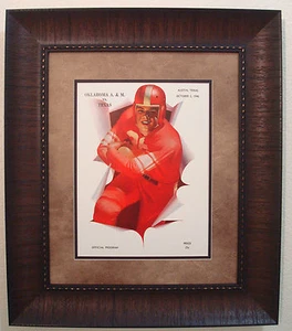 PÓSTER DE FÚTBOL AMERICANO TEXAS LONGHORNS DE COLECCIÓN ENMARCADO ""TEXAS VS OKLAHOMA A&M"" 1946 - Imagen 1 de 4