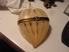 Art Glass France Trinket Box Heart Shaped lace  Hinged Murano? Limoges?