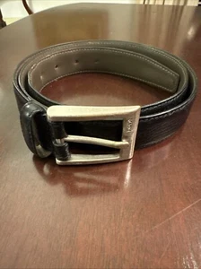 BRUNO MAGLI Mens Black Leather Belt Made In Italy Brass Buckle Size 42 - Picture 1 of 8