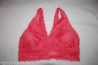 Sujetador Mujer CORAL NARANJA ENCAJE BRALETTE Pullover QUITAR ALMOHADILLAS Correa Ancha XS S M L Foto 1 de 2