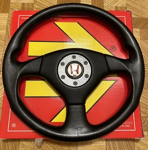 CLASSIC Momo D360 Steering Wheel Black Leather Red Stitching Honda Horn Button - Bild 1 von 4