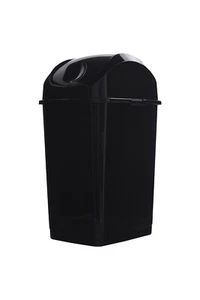 Superio 1.25 Gal Mini Plastic Trash Can with Swing Top Lid – Black - Picture 1 of 10