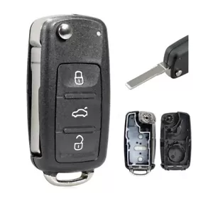 Flip Key Remote Fob Case 3 Button for VW Volkswagen Golf MK6 Polo Caddy Beetle - Picture 1 of 8