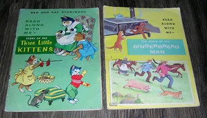 Vintage 1960's Era Read Along With Me Books 3 Little Kittens & Gingerbread Man - Picture 1 of 5