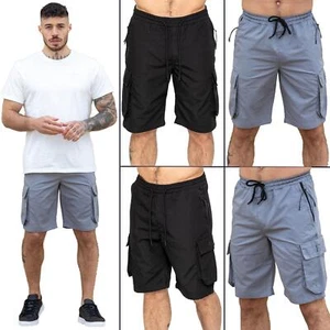 Enzo Mens Cargo Shorts Combat Casual Tech Elasticated Lightweight Half Pants - Picture 1 of 22
