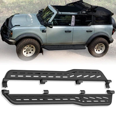 Side Door Steps Running Boards For 21-25 Ford Bronco 4Doors W/ Rock Rails 500LBS - Изображение 1 из 4