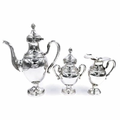 Conjunto de café italiano prata maciça estilo império 3 peças - Imagem 1 de 3